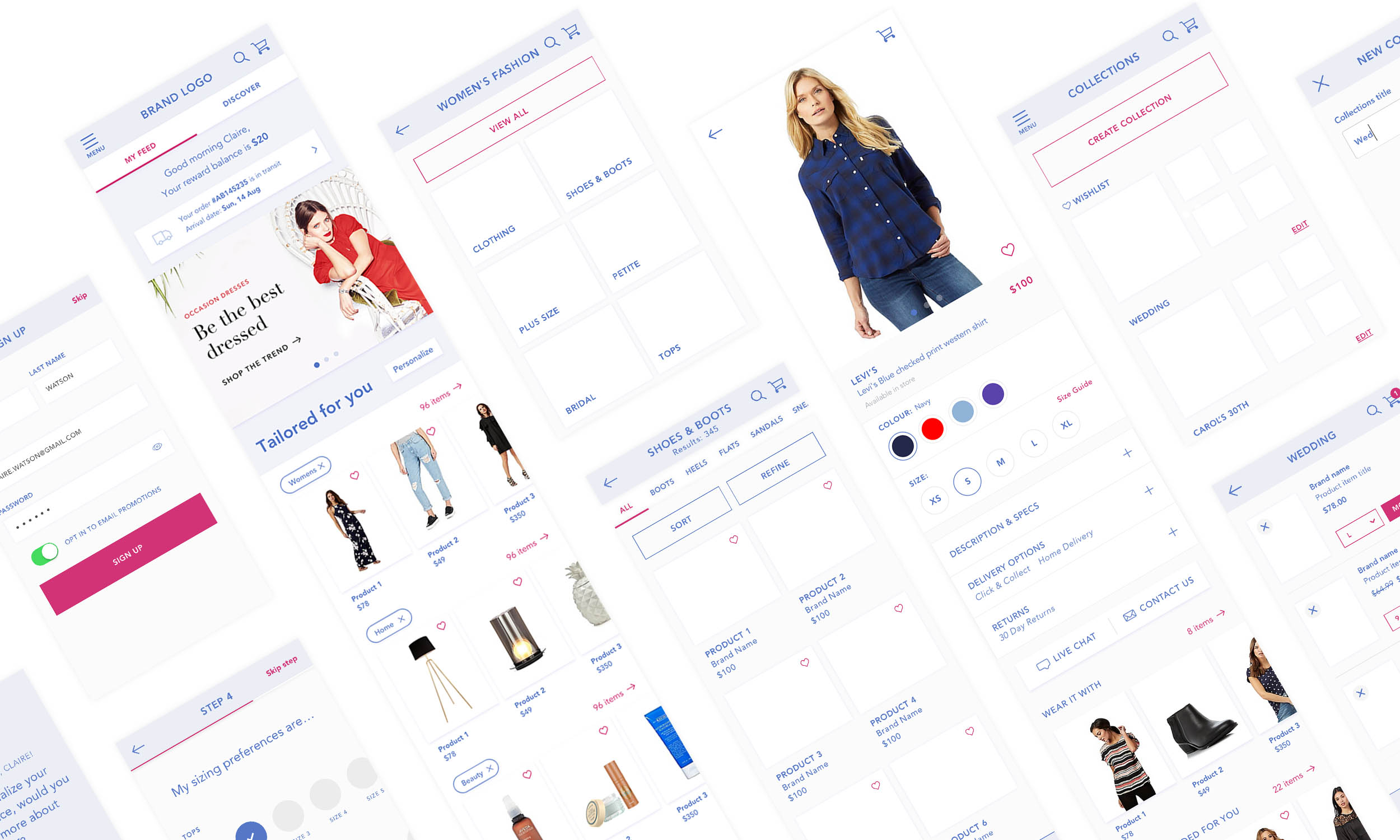 Debenhams Mobile App Wireframes