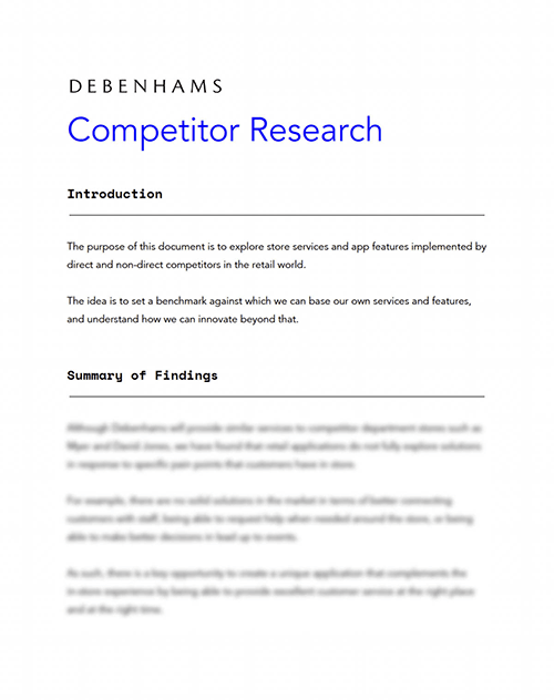 Debenhams Competitor Analysis